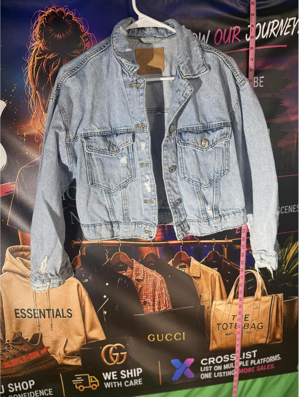 STRADIVARIUS ESAÑA, Light Blue Denim Jacket w Button Closure